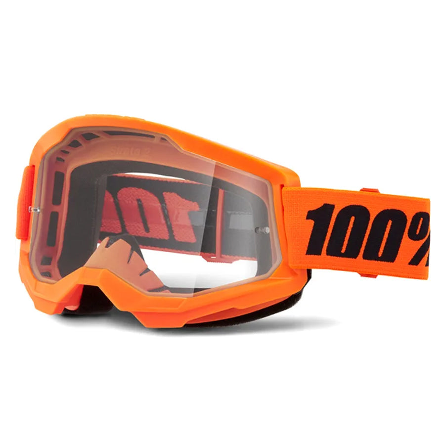 100% STRATA 2 GOGGLES NEON ORANGE / CLEAR