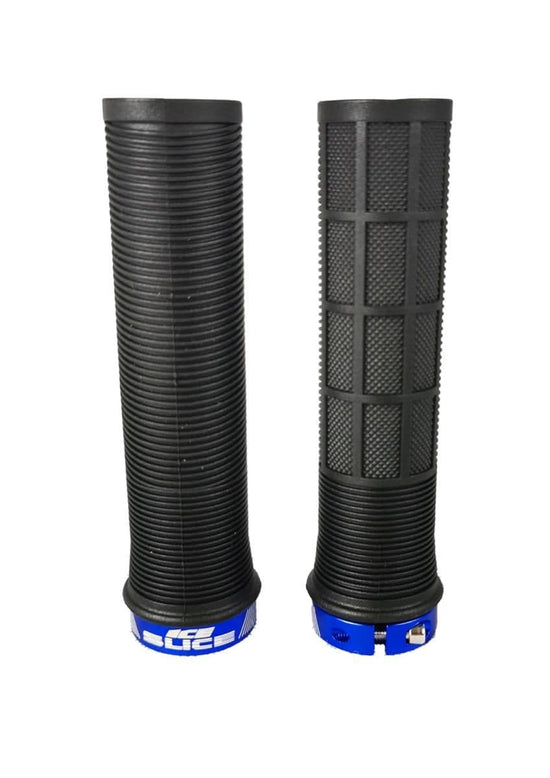 ICE SLICE Lock-on grips Black grip Blue locks – DC Cycles